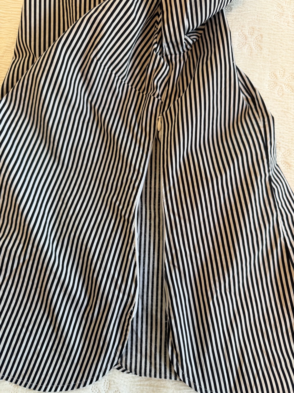 Talbots Black and White Vertical Stripe Button-Down Blouse size SP - Picture 7 of 7